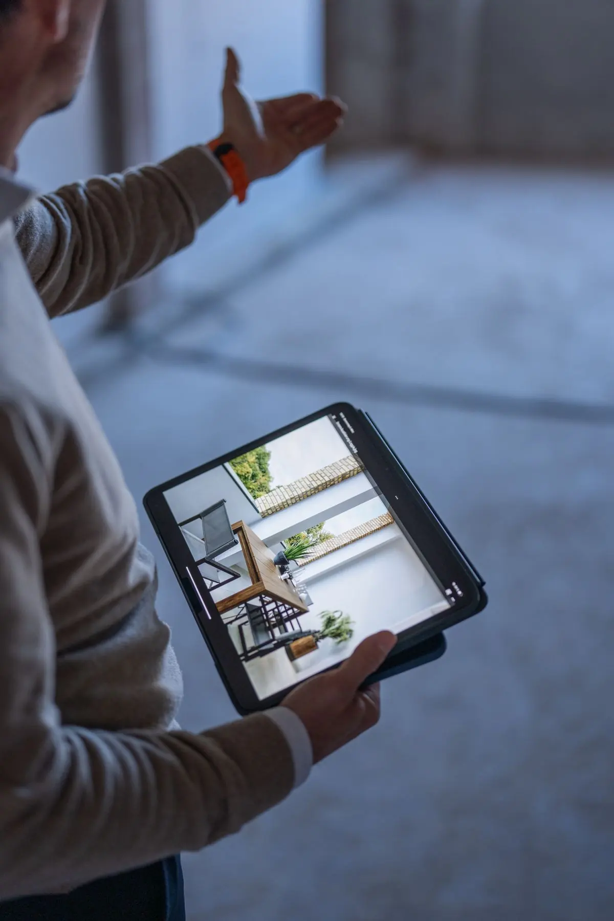 Visualisierung einer Wohnung auf dem Tablet