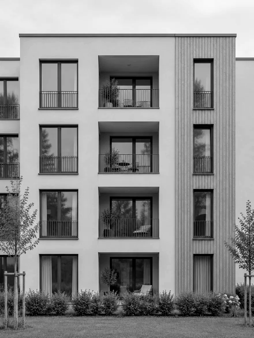 Fassade eines zeitgenössischen Neubaus