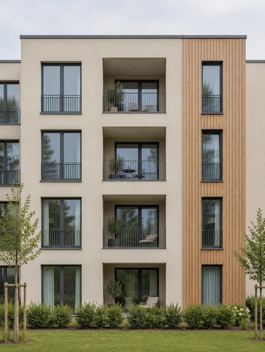 Fassade eines zeitgenössischen Neubaus